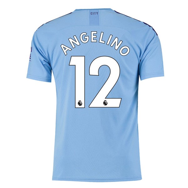 Camiseta Manchester City NO.12 Angelino Primera 2019-2020 Azul